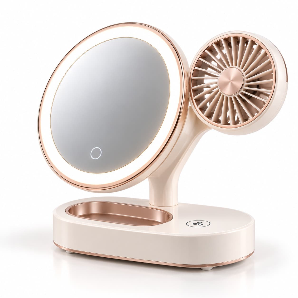Compact Makeup Mirror with Built-in Fan