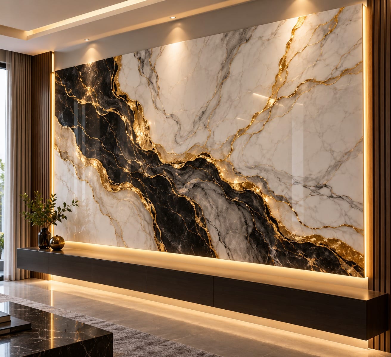 Large Marble-Style Decorative Wall Panel
